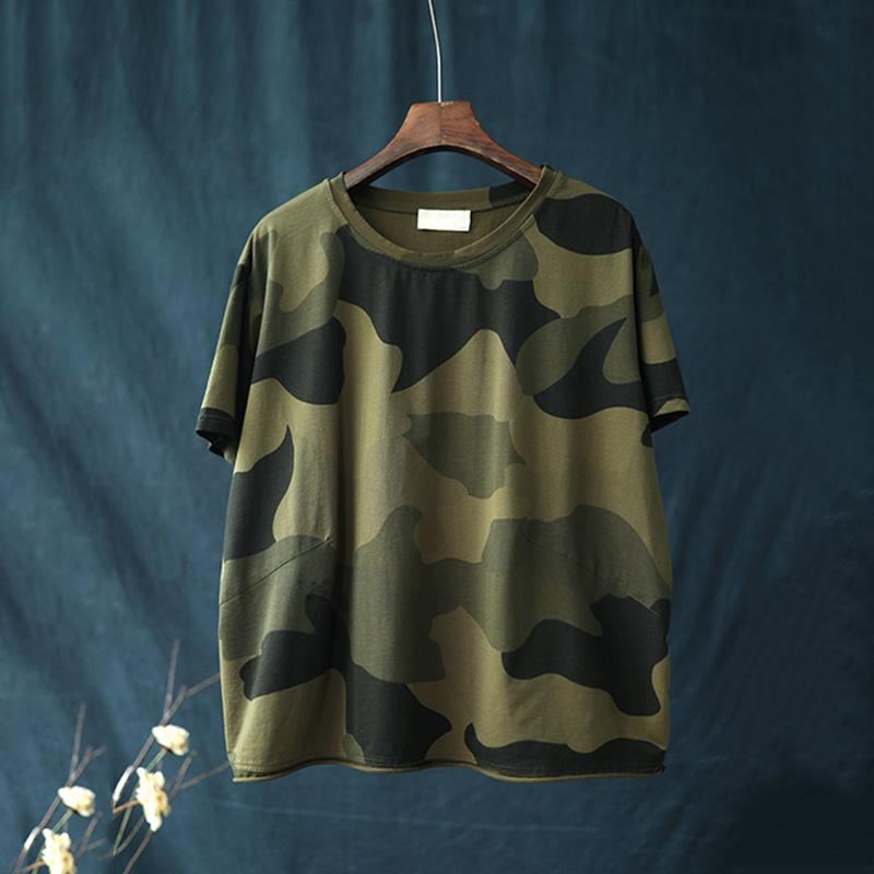 Casual Lös Camouflage T-shirt I Bomull