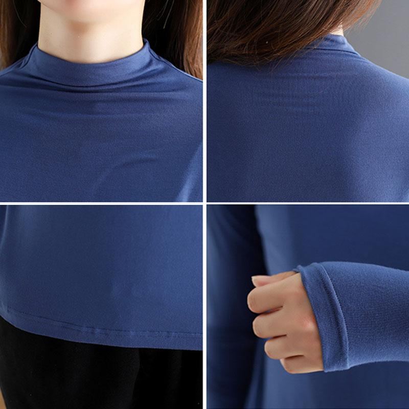 Höst Turtleneck Bomull Elastisk Långärmad T-shirt