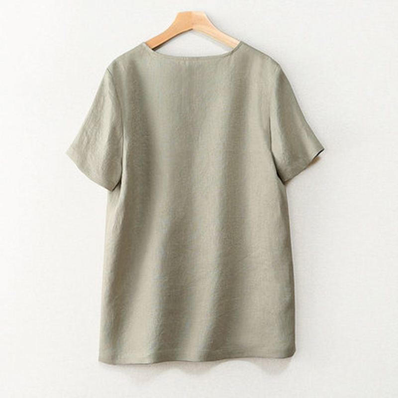 Klassisk Side Slits Linne T-shirt