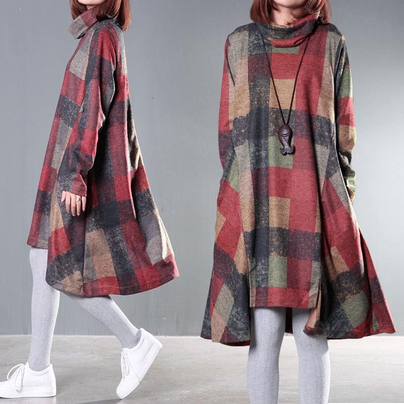 Autumn Irregular Plus Size Woolen Dress