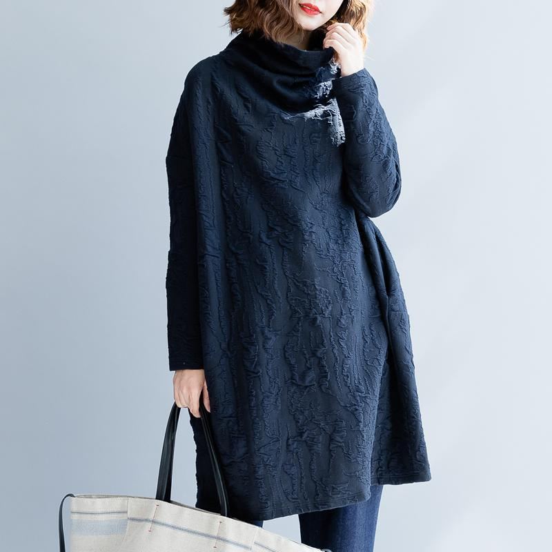 Blå High Neck Casual Dress