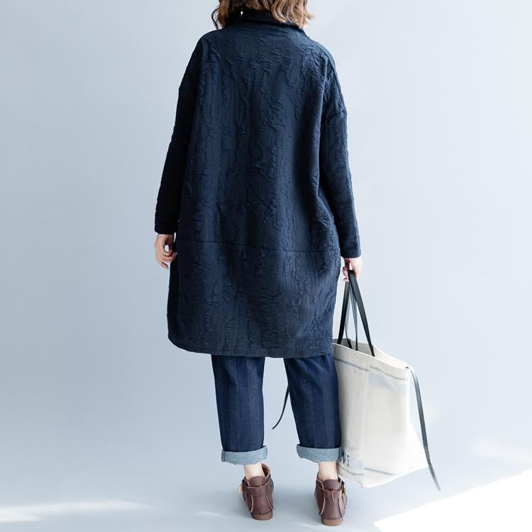 Blå High Neck Casual Dress