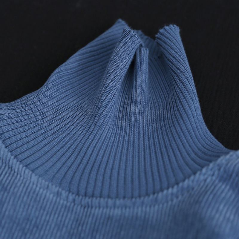 Manchester Stickad Stitching Turtleneck Klänning