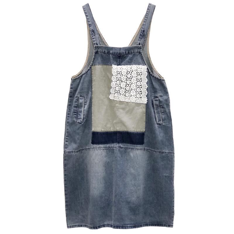 Ny Summer Loose Denim Retro Strap Dress