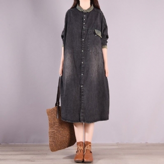 Retro Loose Spring Cotton Denim Dress