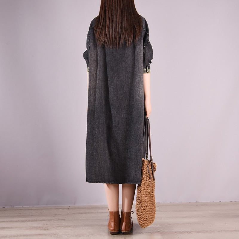 Retro Loose Spring Cotton Denim Dress