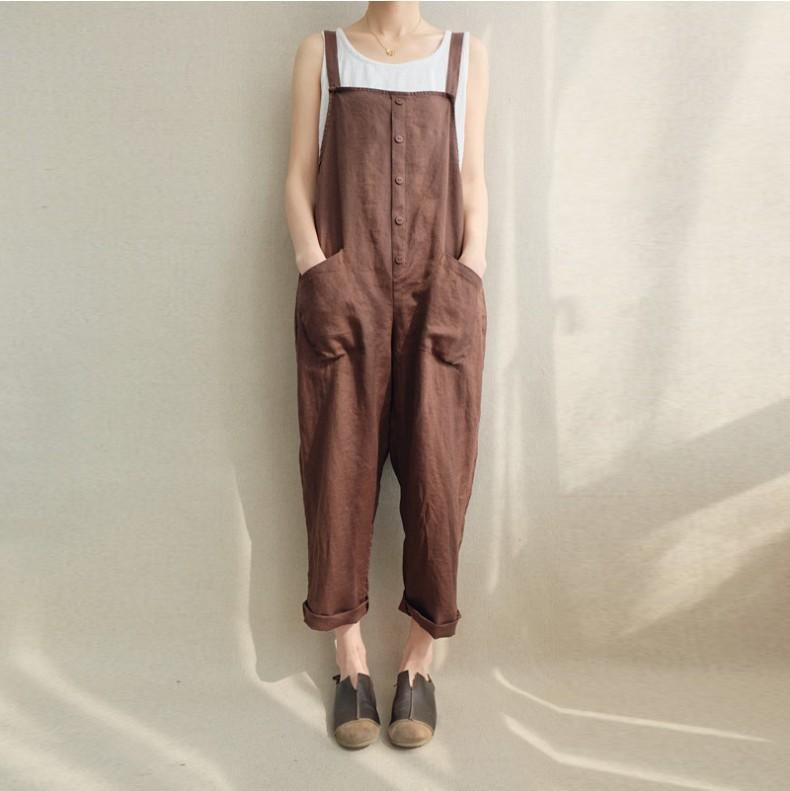 Bekväma Solida Mjuka Fickor Casual Jumpsuits S-5xl