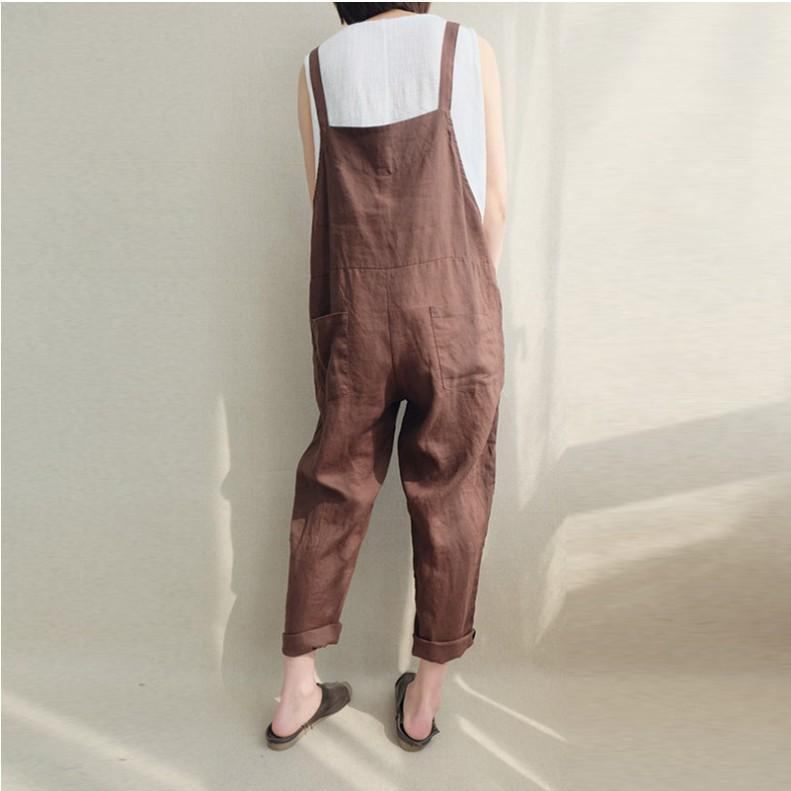 Bekväma Solida Mjuka Fickor Casual Jumpsuits S-5xl