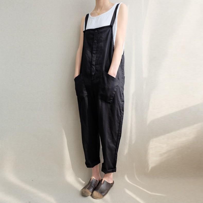 Bekväma Solida Mjuka Fickor Casual Jumpsuits S-5xl