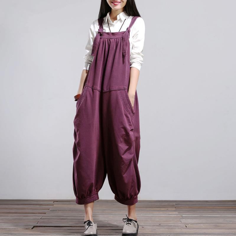 Bomull Denim Casual Lös Retro Jumpsuit