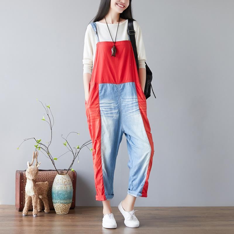 Candy Color Splicing Holes Justerbara Sling Rompers Jumpsuits