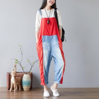 Candy Color Splicing Holes Justerbara Sling Rompers Jumpsuits