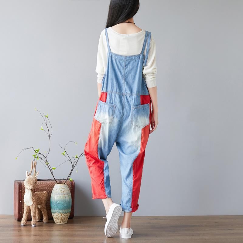 Candy Color Splicing Holes Justerbara Sling Rompers Jumpsuits