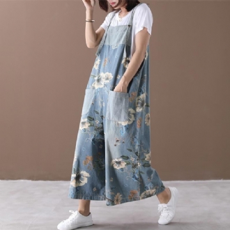 Casual Loose Printed Pockets Shift Jumpsuits