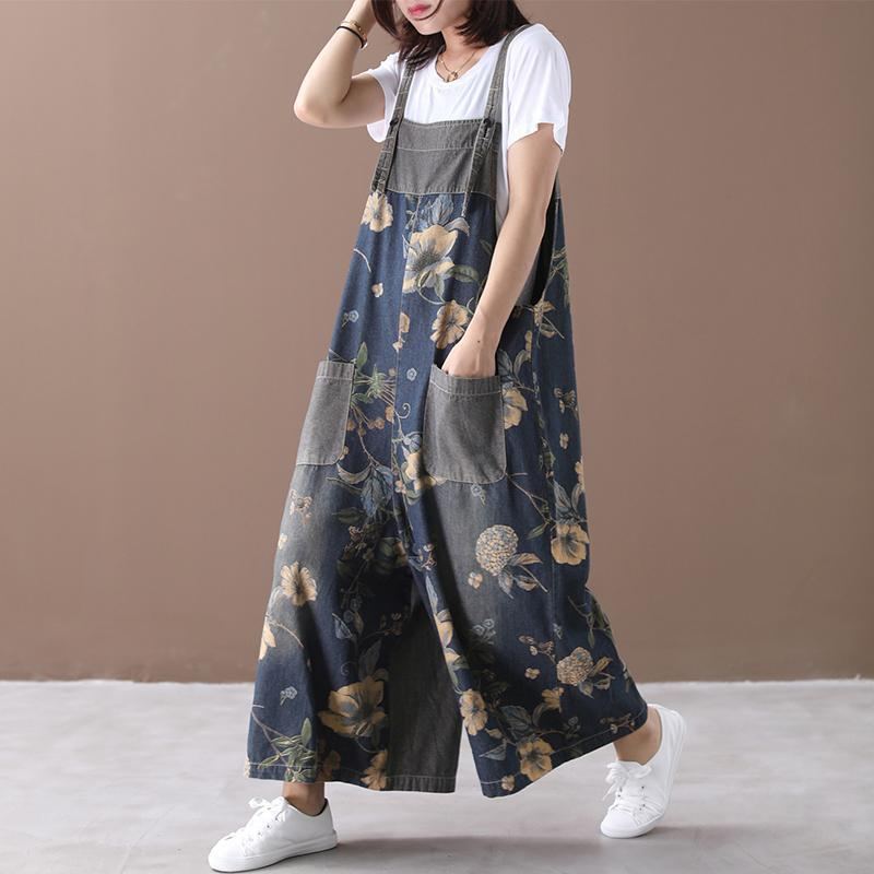 Casual Loose Printed Pockets Shift Jumpsuits