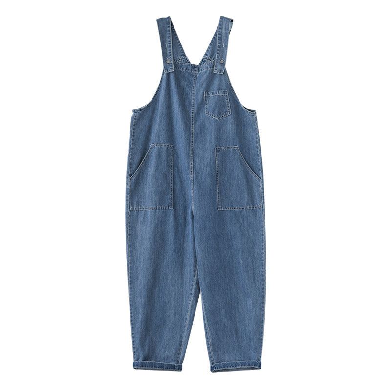 Dam Casual Spring Bomull Denim Lös Jumpsuit