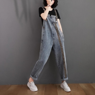 Dam Retro Lös Höst Denim Jumpsuit