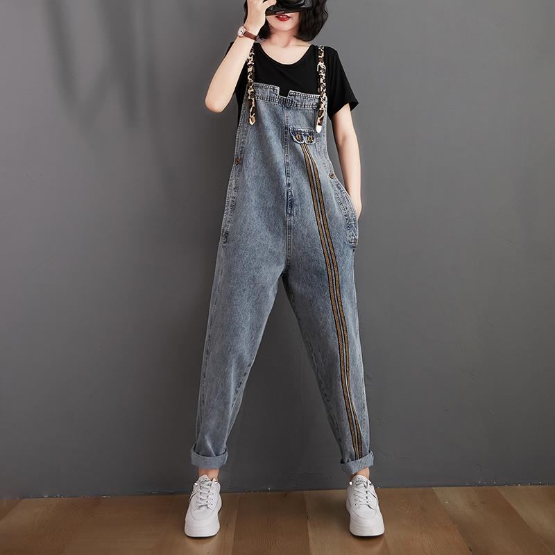 Dam Retro Lös Höst Denim Jumpsuit