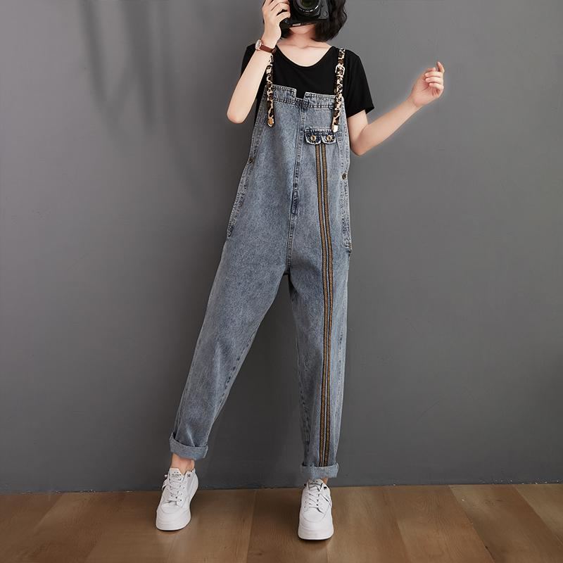 Dam Retro Lös Höst Denim Jumpsuit