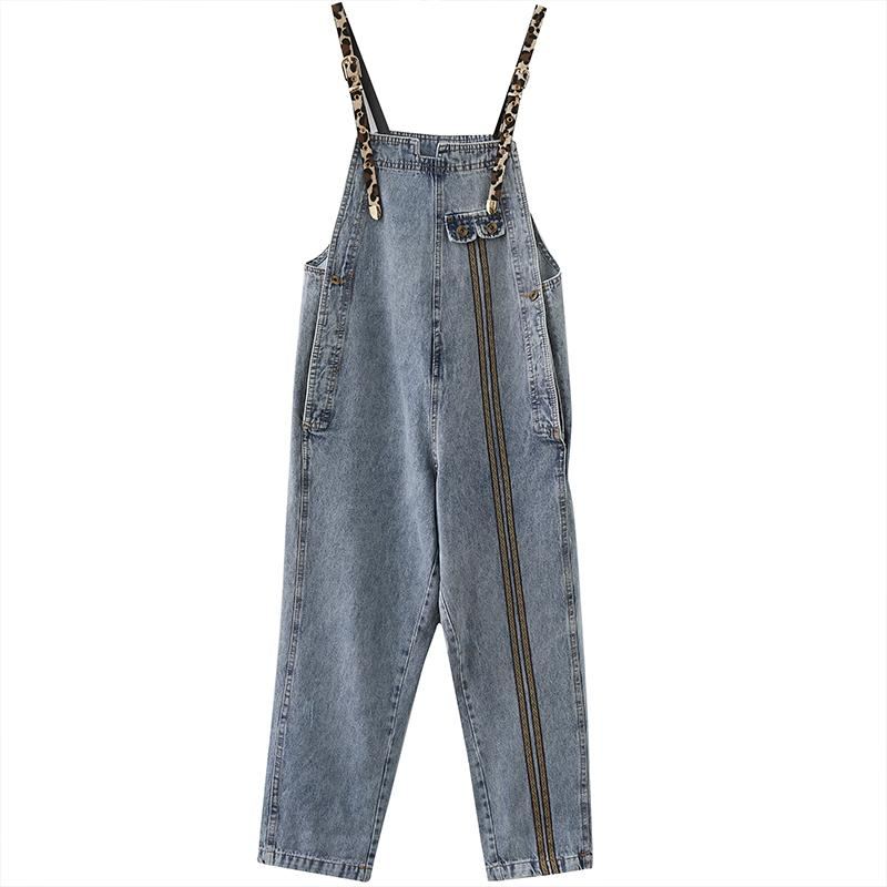 Dam Retro Lös Höst Denim Jumpsuit