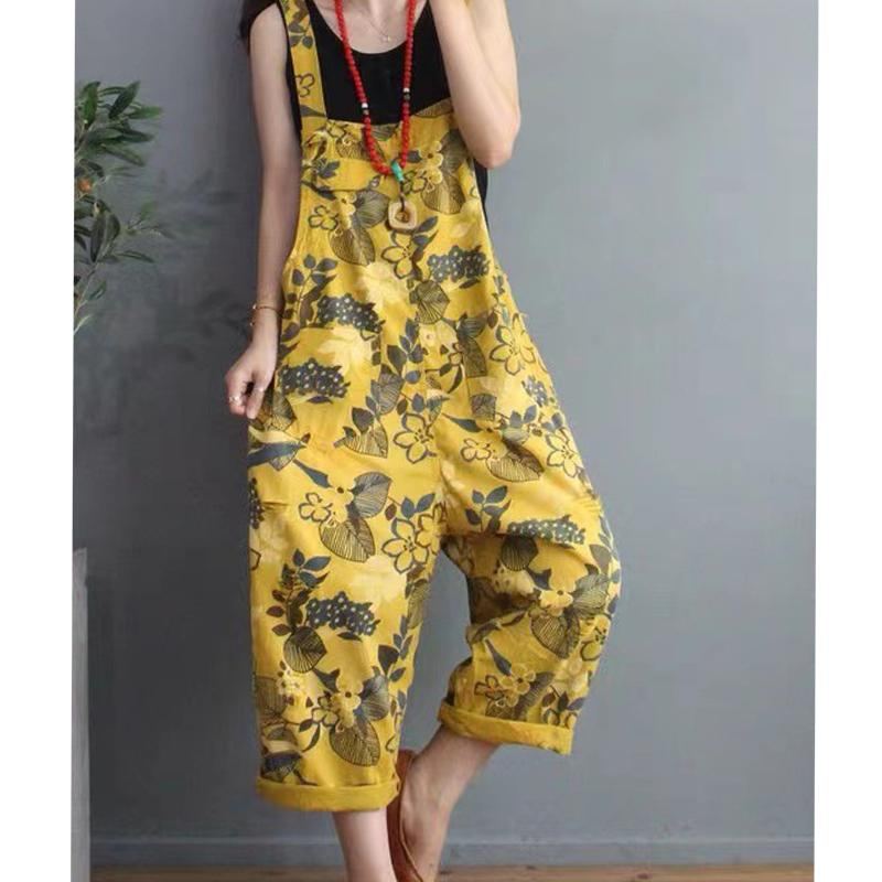 Dam Retrotryckt Loose Plus Size Jumpsuit