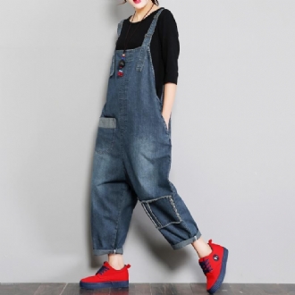 Denim Dam Loose Patch Cloth Jumpsuit