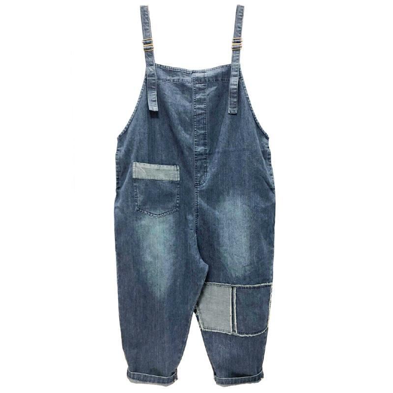 Denim Dam Loose Patch Cloth Jumpsuit