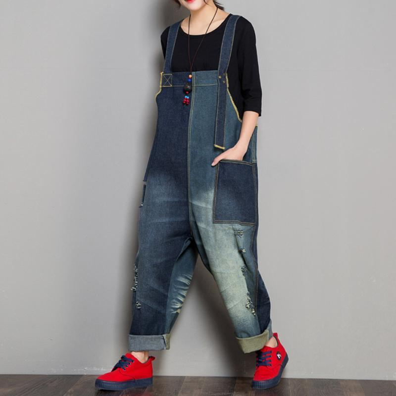 Denim Höst Retro Matchande Jumpsuit