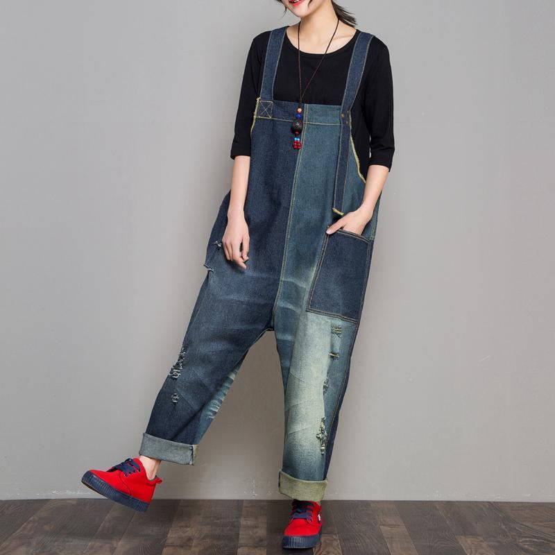 Denim Höst Retro Matchande Jumpsuit