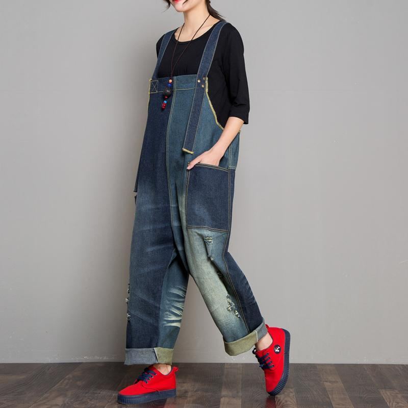 Denim Höst Retro Matchande Jumpsuit