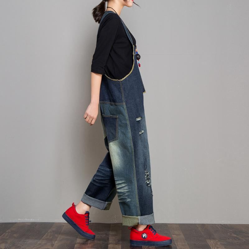 Denim Höst Retro Matchande Jumpsuit