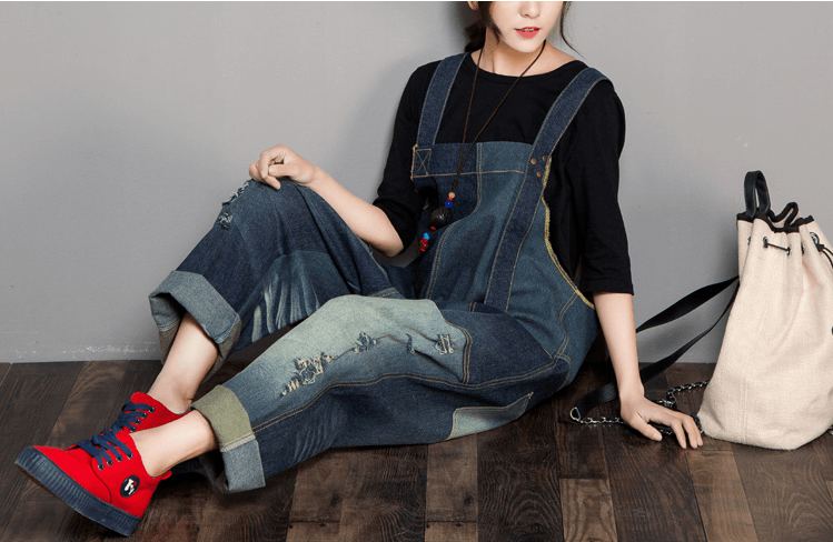 Denim Höst Retro Matchande Jumpsuit