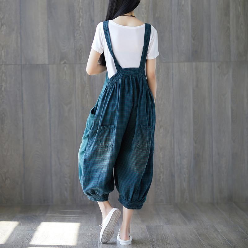 Denim Stickad Lantern Loose Jumpsuit