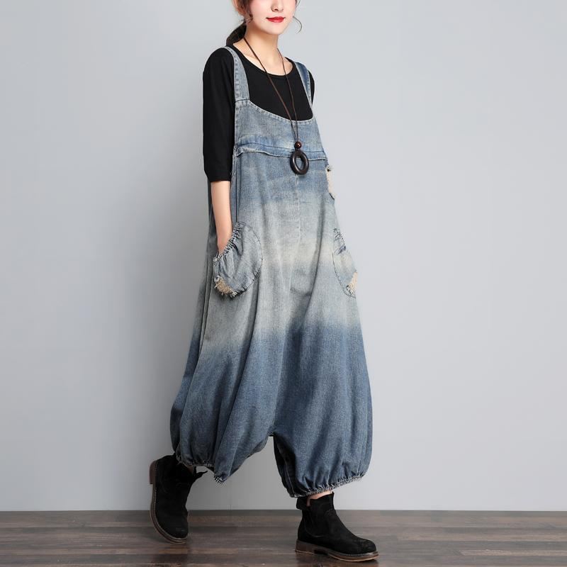 Höst Vintage Denim Jumpsuit I Lös Storlek