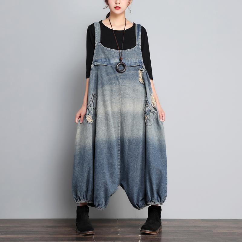 Höst Vintage Denim Jumpsuit I Lös Storlek