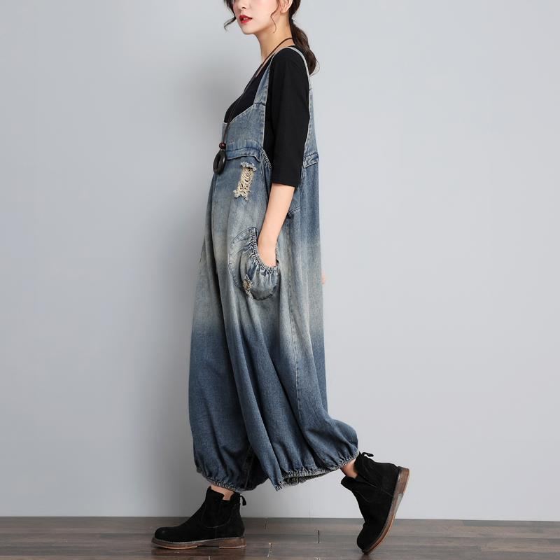 Höst Vintage Denim Jumpsuit I Lös Storlek