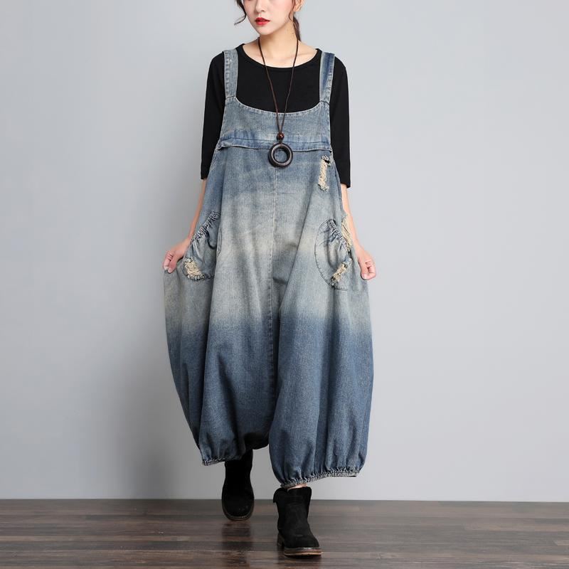 Höst Vintage Denim Jumpsuit I Lös Storlek