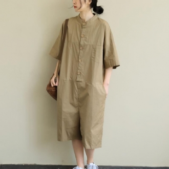 Konstnärlig Lös Avslappnad Stor Storlek Cropped Tunn Jumpsuit