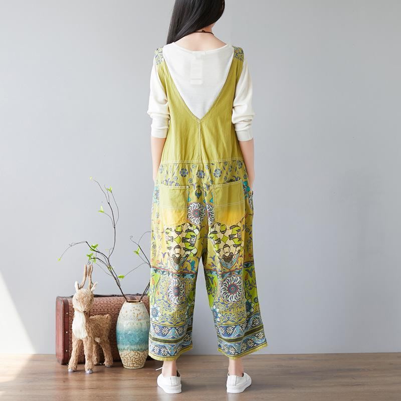 Kvinnor Blommig Haklapp Overall Jumpsuits