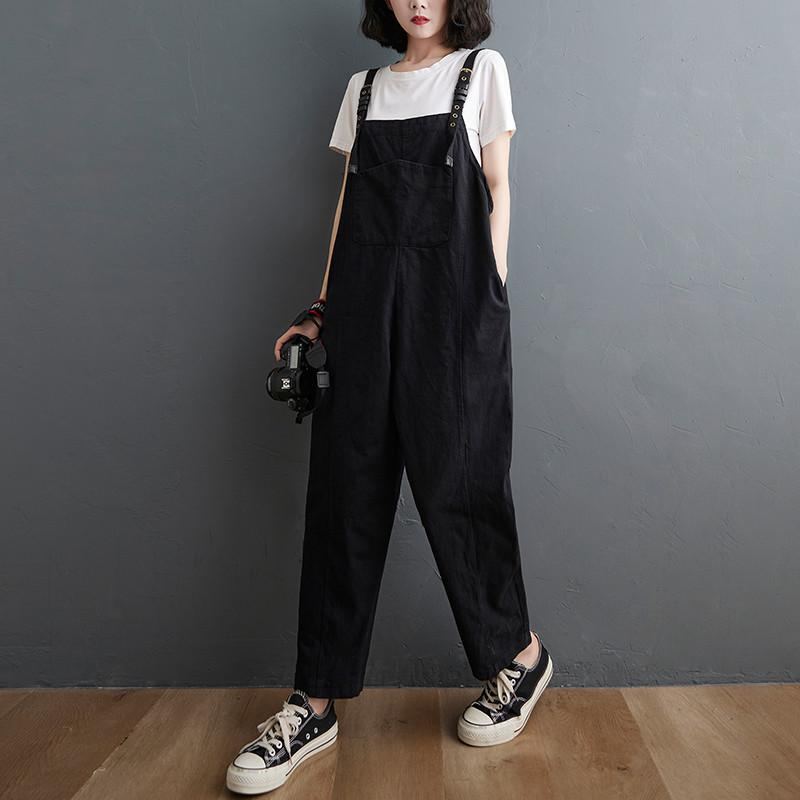 Lös Casual Cropped Jumpsuit Med Raka Ben