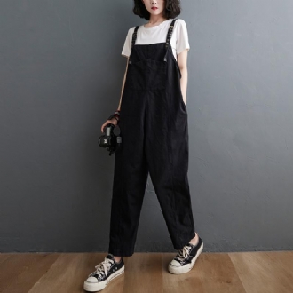 Lös Casual Cropped Jumpsuit Med Raka Ben