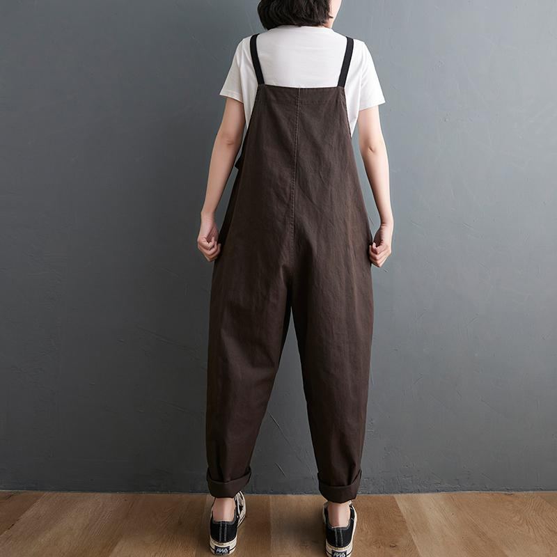 Lös Casual Cropped Jumpsuit Med Raka Ben