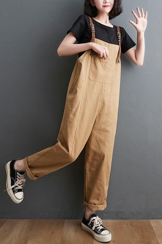 Lös Casual Cropped Jumpsuit Med Raka Ben