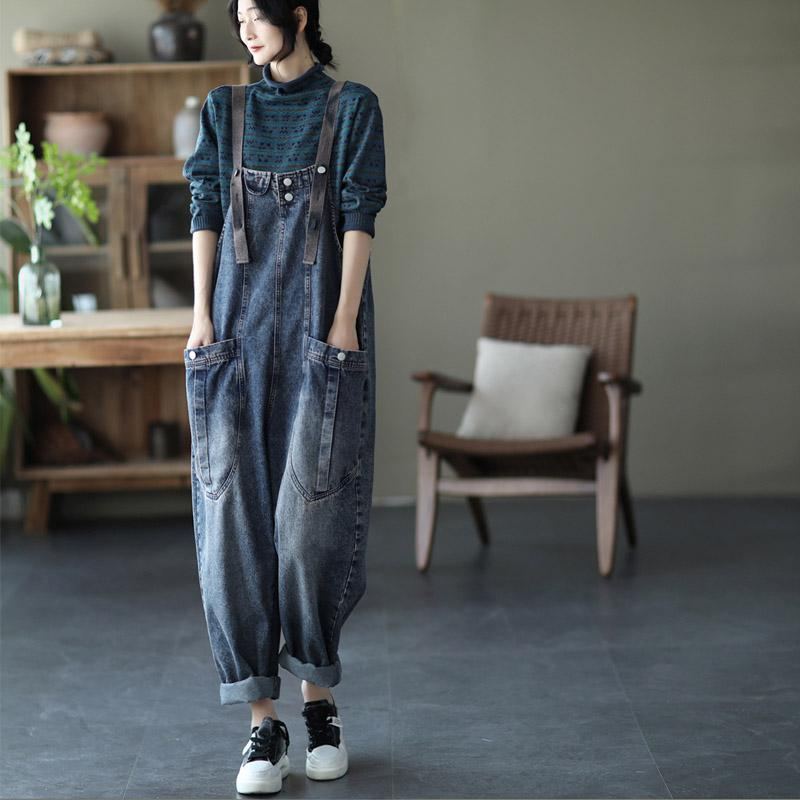 Loose Denim Overall Casual Jumpsuit