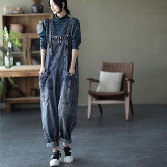 Loose Denim Overall Casual Jumpsuit