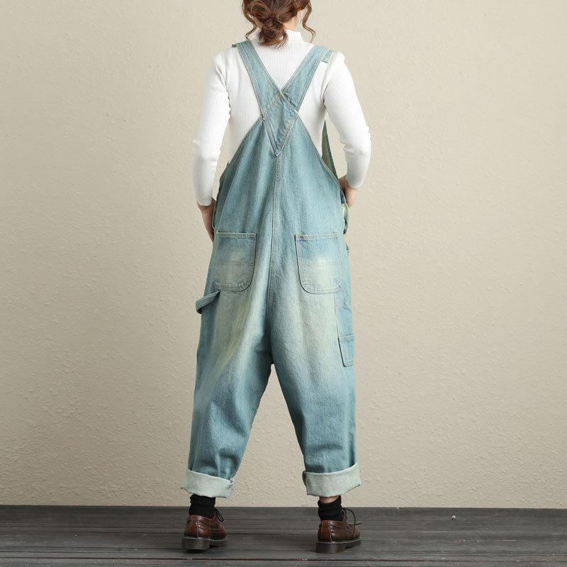 Loose Holes Denim Jumpsuits För Kvinnor