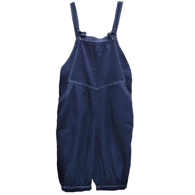 Ny Loose Denim Retro Solid Color Jumpsuit