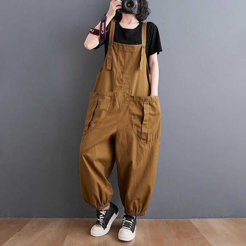 Plus Size Lös Casual Jumpsuit I Bomull Linne