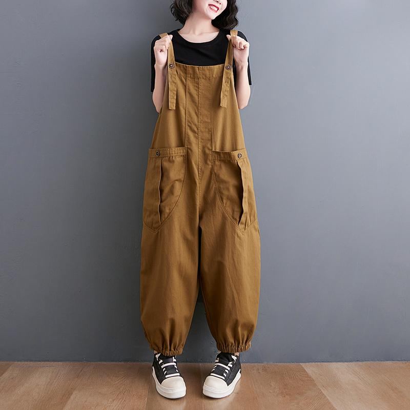 Plus Size Lös Casual Jumpsuit I Bomull Linne