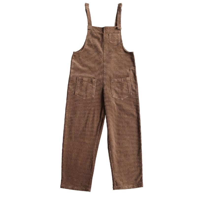 Retro Loose Casual Cotton Corduroy Jumpsuit